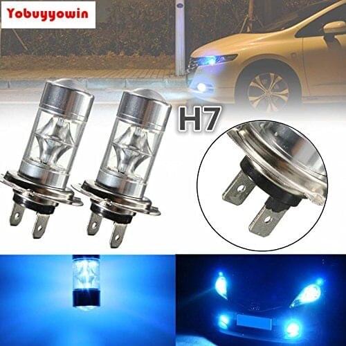 2pcs H7 6W 12 LED Samsung 2323 SMD chip 800LM Phare Voiture Antibrouillard Ampoule Auto Lampe DC 12-30V Ice Bleu Lumiere