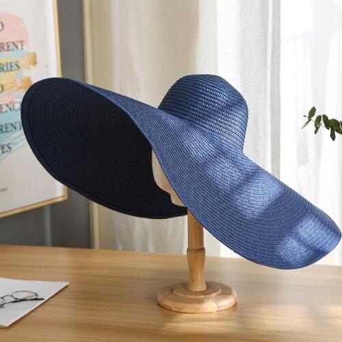 2021 New Fashion Beach Sun Hats Ladies Summer Casual Oversized Hat Women Floppy Foldable Vacation Sun-protection Visors Cap 70CM