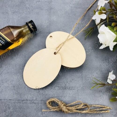 50pcs Easter Eggs Wooden Card Thank You Tag Wishing Bottle Card Hang Gift Tags Crafts Easter Eve Party Decoration DIY Party
