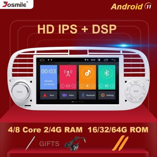 4GB 64GB 1 Din Android 11 Car DVD Multimedia Player For FIAT 500 Radio GPS Navigation Stereo Audio Carplay Wifi BT 8 Core DSP