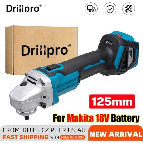 Drillpro 125mm 6 Speed Brushless Cordless Electric Angle Grinder Grinding Machine DIY Cutting Woodworking for Makita 18V Battery
