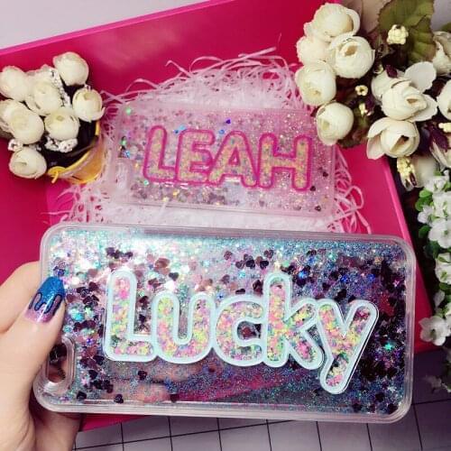 Unique Custom Name Letter Glow In Dark Liquid Phone Case For iPhone 12Mini Pro Max