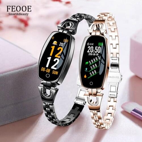 FEOOE Charm Elegant Women Smart Watch 0.96" OLED Heart Rate Blood Pressure Monitor Pedometer Fitness Waterproof smart electronDY