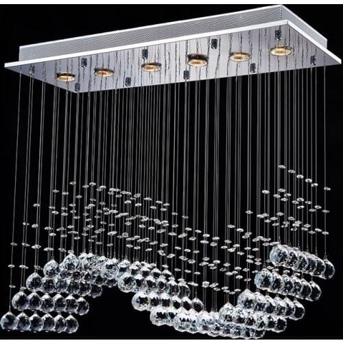 Crystal chandelier simple modern creative restaurant lamp Rectangular LED lamp clothing shop home bar decorative Chandelier