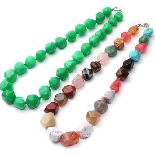 6pcs/lot Natural Quartz Crystal Stone Labradorite Colorful Choker Necklace Irregular String Energy Beaded Necklace Collar Free