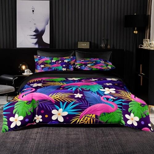 Flamingo Pattern Duvet Cover Set With Pillowcase,240x220 Quilt Cover,260x220 Blanket Cover,HD Printing King Size Bedding Set