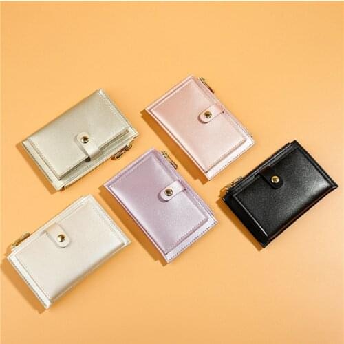 Holographic Small Leather Wallet Womens Elegant Shimmer Credit Card Holder Bifold Zipper Pocket Purse