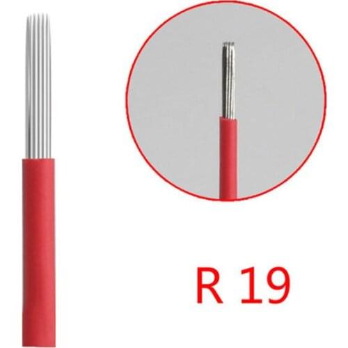Microblading 50 pcs 19 Round needles for manual pen Semi permanent makeup eyebrow & lips manual fog pen needle R19 tattoo supply