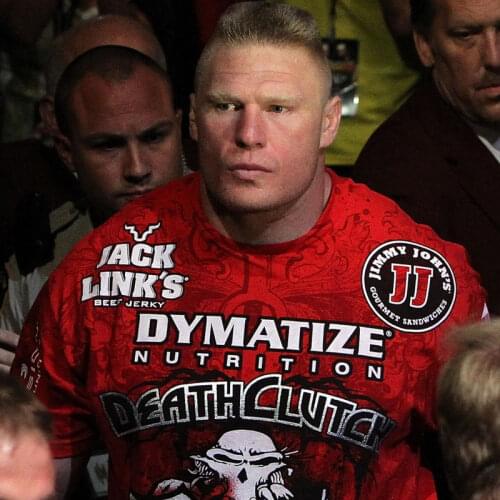 Brock Lesner Short Sleeve T-Shirt Mens Ultimate Fighting Red Top Cotton Half Sleeve XL Loose Summer