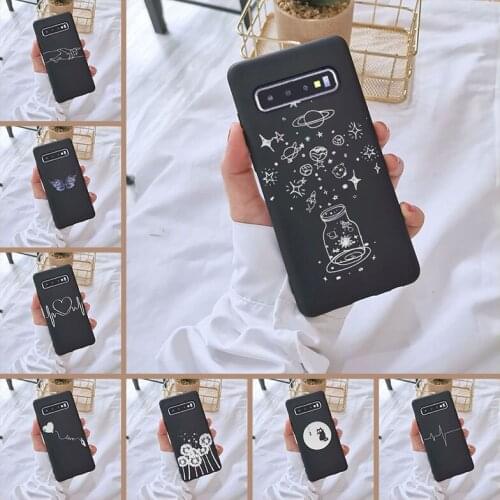 Soft Phone Case Silicone For Samsung Galaxy S10 Plus 5G 10E Black Heart Cat Soccer Back Cover For Samsung Galaxy Note 10 Pro