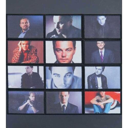 Star Actors Patch Print and Embroidery Border Leonardo DiCaprio Badge Patch with Cloth Hat Decoration Hook Backing