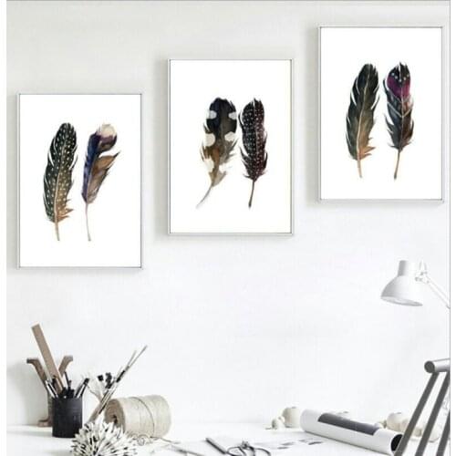 Wall Pictures For Living Room feather Picture Nordic Poster Wall Art Canvas Painting Botanical Posters And Prints