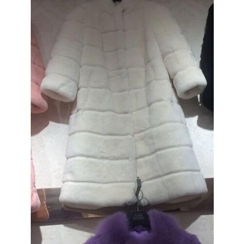 Real natural Rex rabbit fur coat 2021 winter womens clothing whole skin extra long trench stand collar female outerwear coats