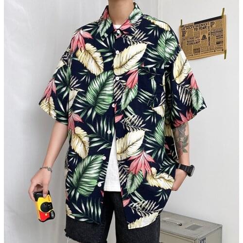 2020 New Hawaiian Shirt Mens Lapel Short Sleeve Button Plant shirt Fashion Youth Printed Shirt Loose Casual M-5XL