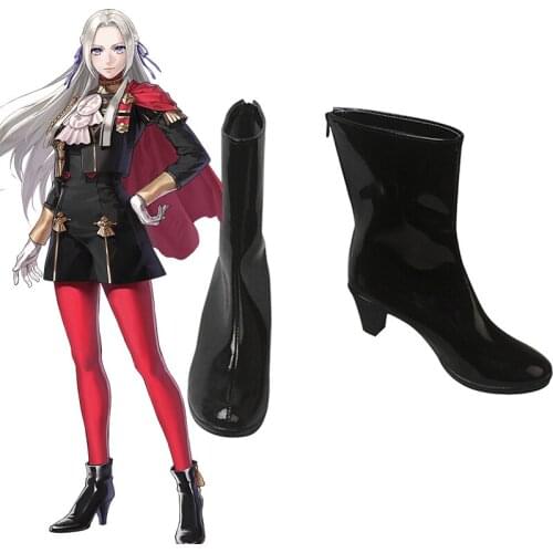 Game Fire Emblem ThreeHouses Cosplay Shoes Edelgard Von Fresberg Cosplay Boots Halloween Party Daily Leisure Shoes Black Shoes