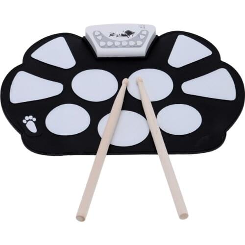 Portable Electronic Roll up Drum Pad Kit Silicon Foldable with Stick