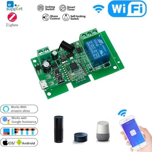 DC 12V 24V Zigbee 3.0 Smart Switch Relay Module Tuya Home Control Bridge Automation Module eWelink WiFi Smart Switch 433 RF