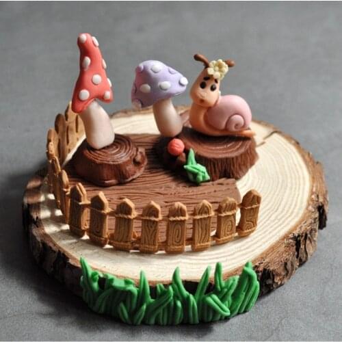 Mushroom grass fence silicone mold DIY fondant cake mold chocolate fudge tool baking utensils