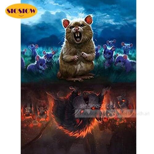 SIOSIOW 5d Diamond Painting Cross Stitch Mouse Cartoon Full Square Pictures Of Rhinestones Diamond Embroidery Animals Decor Home