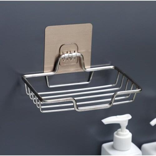 Punch-free Soap Rack Wall Mounted Soaps Holder Sponge Steel Soap Dishes Soap Adhesive Accessories Bathroom Dish S X3I0