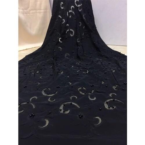 Comfortable material Classic YG-583 african french lace fabric with beads african tulle lace fabric