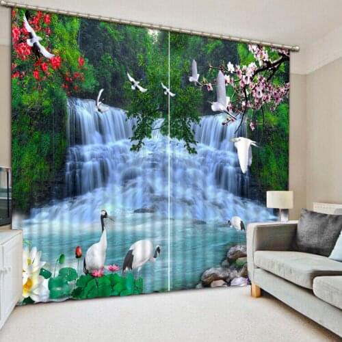 Scenery Beauty Digital Photo Printing Blackout 3D Curtains for Living Room waterfall curtains scenery curtain