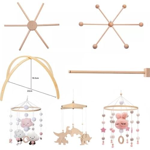 1Set Baby Wooden Hanger Mobile Crib Hanger Frame Bed Bell For Newborn DIY Craft Accessories Baby Toys Crib Toy For 0-12 Month