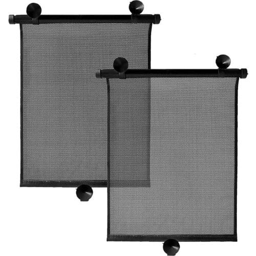 1pair With Suction Cup Side Window Left Right Car Sunshade Curtain Roller Retractable Sun Blocking Universal Heat Shield Auto