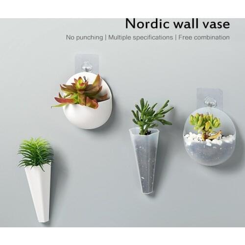 1Pc Wall Hanging Perforated Plastic Hydroponic Green Dill Flower Pot Vase With Hook For Home Office Decoration Dropshipping