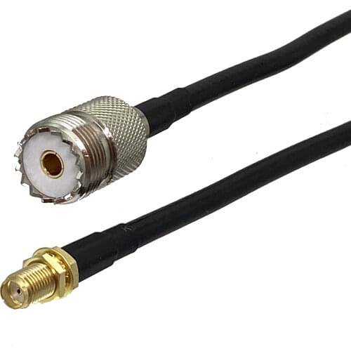1Pcs RG58 UHF SO239 Female Jack to SMA Female Jack Bulkhead RF Coaxial Jumper Pigtail Cable For Radio Antenna 6inch~40M