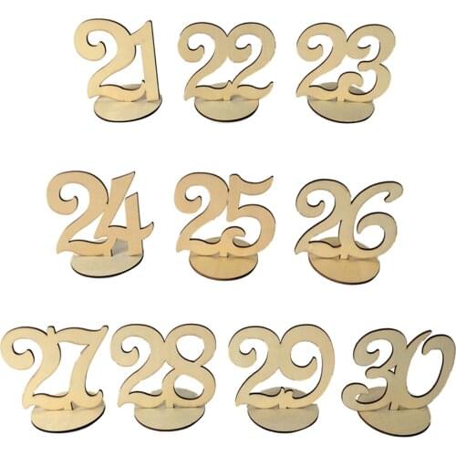 10Pcs Wedding Table Numbers Poleless 21-30 Table Seat Card Solid Wood Table Numbers For Wedding Banquet Birthday Anniversary