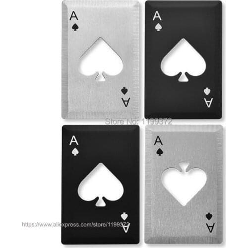 100pcs High Quality Spades Stainless Steel Playing Card Poker A Ace Soda Beer Wine Cap Can Bottle Opener Openers Bar Tool