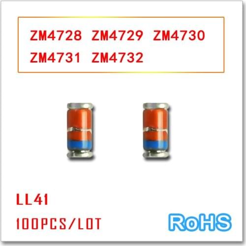 100pcs ZM4728 ZM4729 ZM4730 ZM4731 ZM4732 3.3V 3.6V 3.9V 4.3V 4.7V LL41 1W smd 4728 4729 4730 4731 4732 1N IN A zener zmm