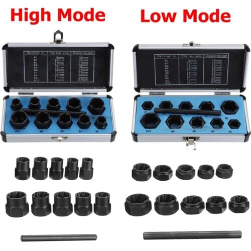 11Pcs 9-19mm Hex Damaged Bolts Nuts High Carbon Steel Reverse Spiral Cut Tapered Remover Extractor Car Hub Multipurpose Screws