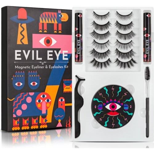 2/7 Pairs Magnetic Eyelashes 6D Mink Natural False Eyelashes Magnet Eyeliner Tweezers Natural Reusable Makeup Sets Extension