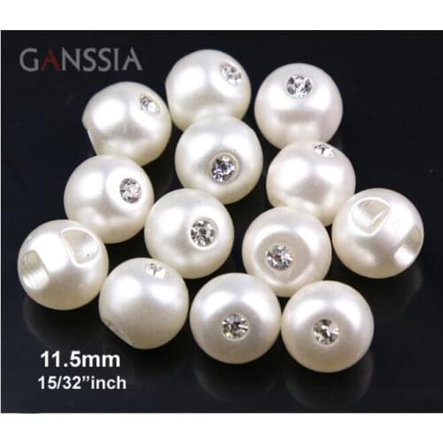 30pcs/lot Size:11.5mm Good quality resin pearl rhinestone white buttons bulk craft Pearl button Sewing Accessories(SS-1001)