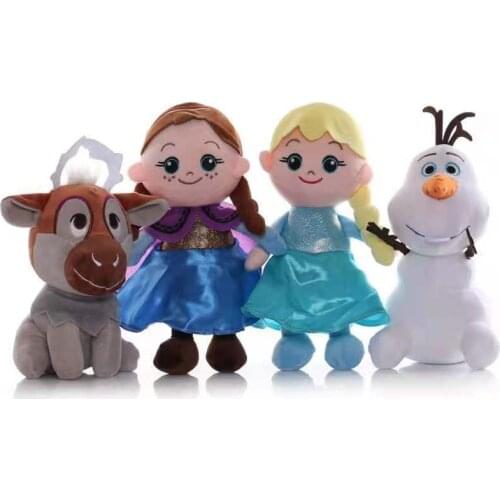 4pcs/Lot 25cm Frozen Olaf Reindeer Snow Queen Elsa Stuffed Doll Princess Anna Elsa Doll Toys Elsa Stuffed Plush Kids Toys Gift