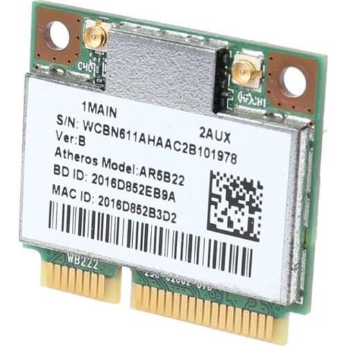 AR9462 AR5B22 WB222 Half Mini PCIe 300Mbps Bluetooth4.0 WLAN Wifi Wireless Card 83XB