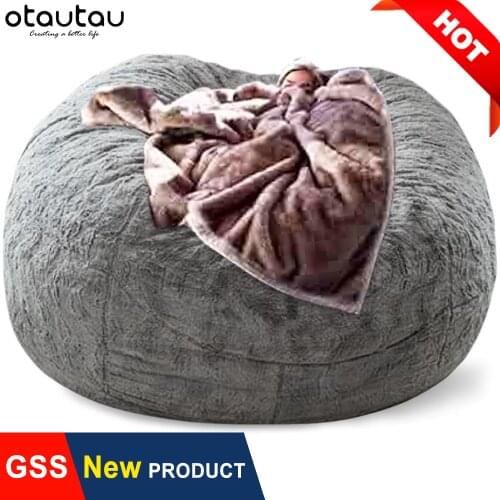 OTAUTAU Big XXL Bean Bag Sofa Bed Cover No Stuffed Giant Beanbag Chair Pouf Puff Seat Ottoman Futon Relax Couch Lounge Furniture