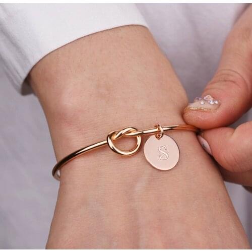 Lateefah Personality Knot Initial Bracelets Bangles A-Z 26 Letters Charm Bracelet Love Bangles for Women Jewelry Pulseiras