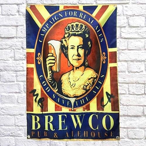 BREWCO Retro Beer Festival Banner Canvas Painting Bar Pub Home Decor Wallpaper Tapestry Vintage Flag Tapestry 4 Metal Grommets