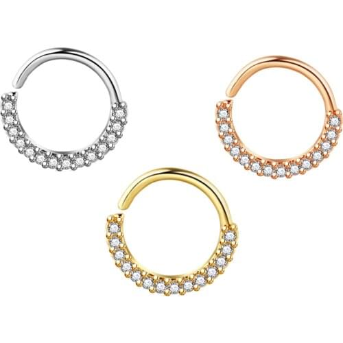 Daith Earrings Hoop Brass Cooper Hinged Segment Clicker Daith Rook Clicker Helix Ear Piercing Rings for Women Men