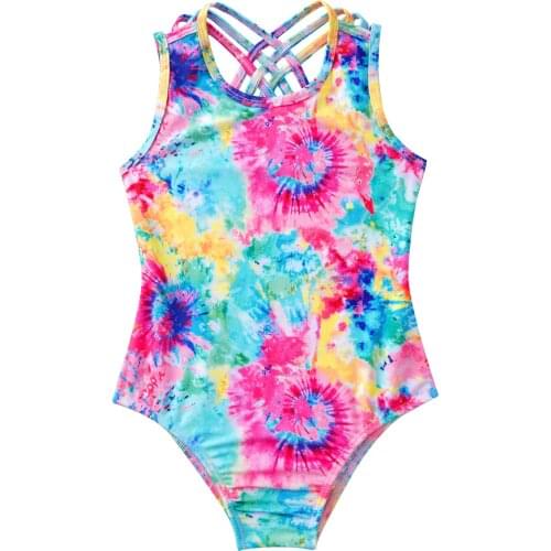 Kids Girls Cotton Sport Dance Bodysuit Leotard Costume Keyhole Back Print Leotard Jumpsuit for Ballet Dance Gym Yoga Workout