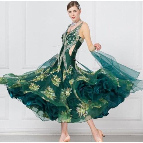 Adult women Modern dance one-piece dress expansion skirt to practice skirt one-piece ballroom dress long sleeve red black 1753