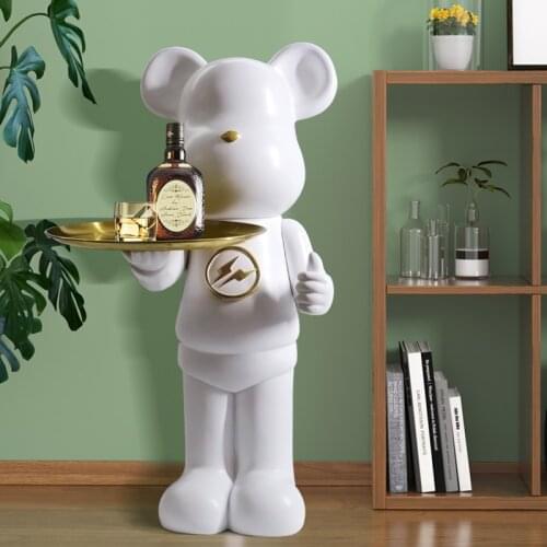 Home Fashion Decor Bear Statue Resin Ornaments Living Room Large Tray Statue Home Storage Organization Decoration Accessories