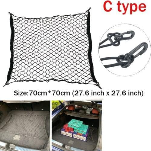 Car Back Rear Trunk Seat Elastic String Net Magic Sticker Mesh Storage Bag Pocket Cage Auto Organizer Seat Back Bag 70*70cm