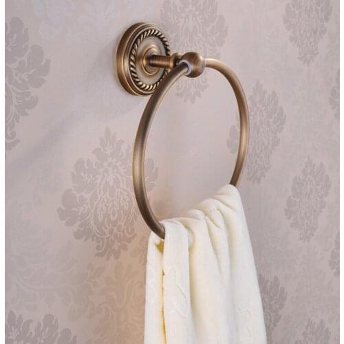 European-style Antique Thicken Copper Towel Rings Rack Hook Hanger Banheiro Bathroom Sanitary Pendant Hardware Accessories