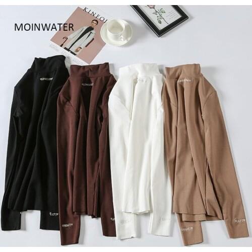 MOINWATER Women New Long Sleeve T shirts Lady Elastic Base Shirt Female Black Warm Tees White Tops for Women MLT1923