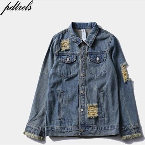 2018HOT Autumn popular logo oil Printed high street jacket men wash water and cut the mens denim jacket fashion outerwear coats