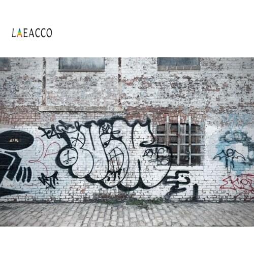 Laeacco Graffiti Brick Backdrops For Photography Wall Town House Pattern Party Grunge Portrait Photo Backgrounds Photo Stuido